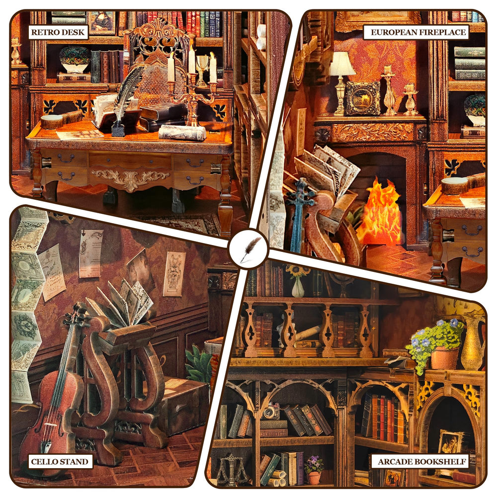 Miggley Wooden Bookshelf Decor blends historic charm with modern artistry.
