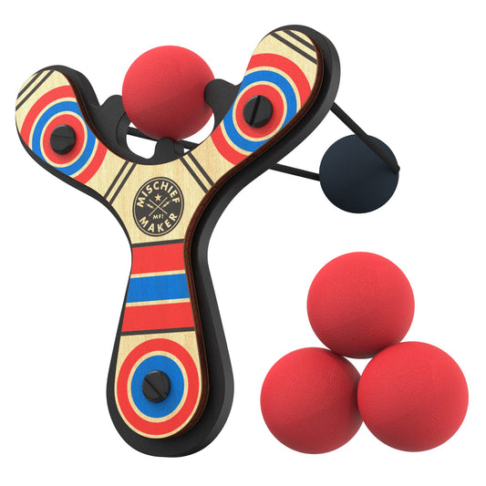 Mighty Fun! Mischief Maker wooden slingshot front view for classic outdoor play.