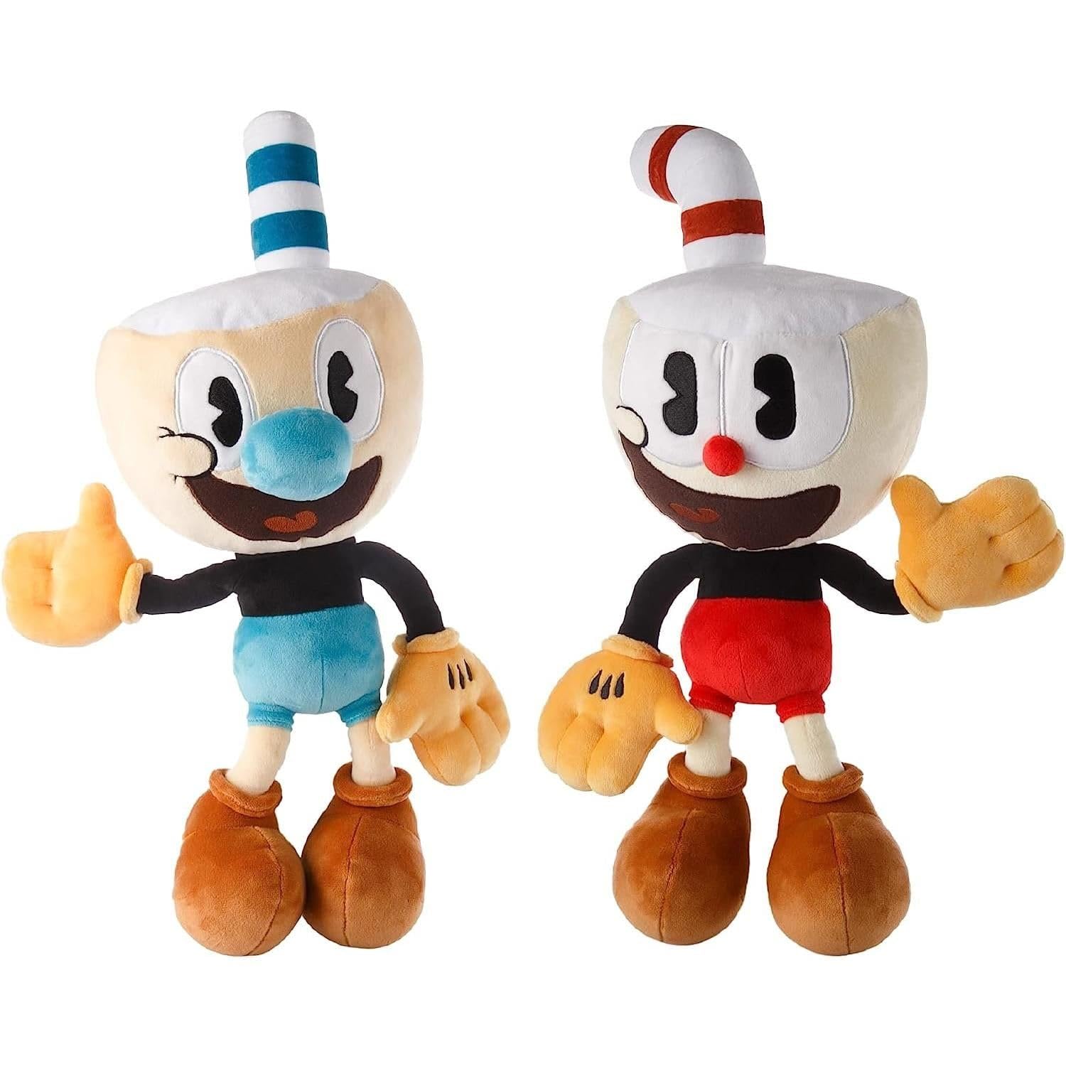 Mighty Mojo Cuphead and Mugman plush, 15 inch huggable toy for collectors.