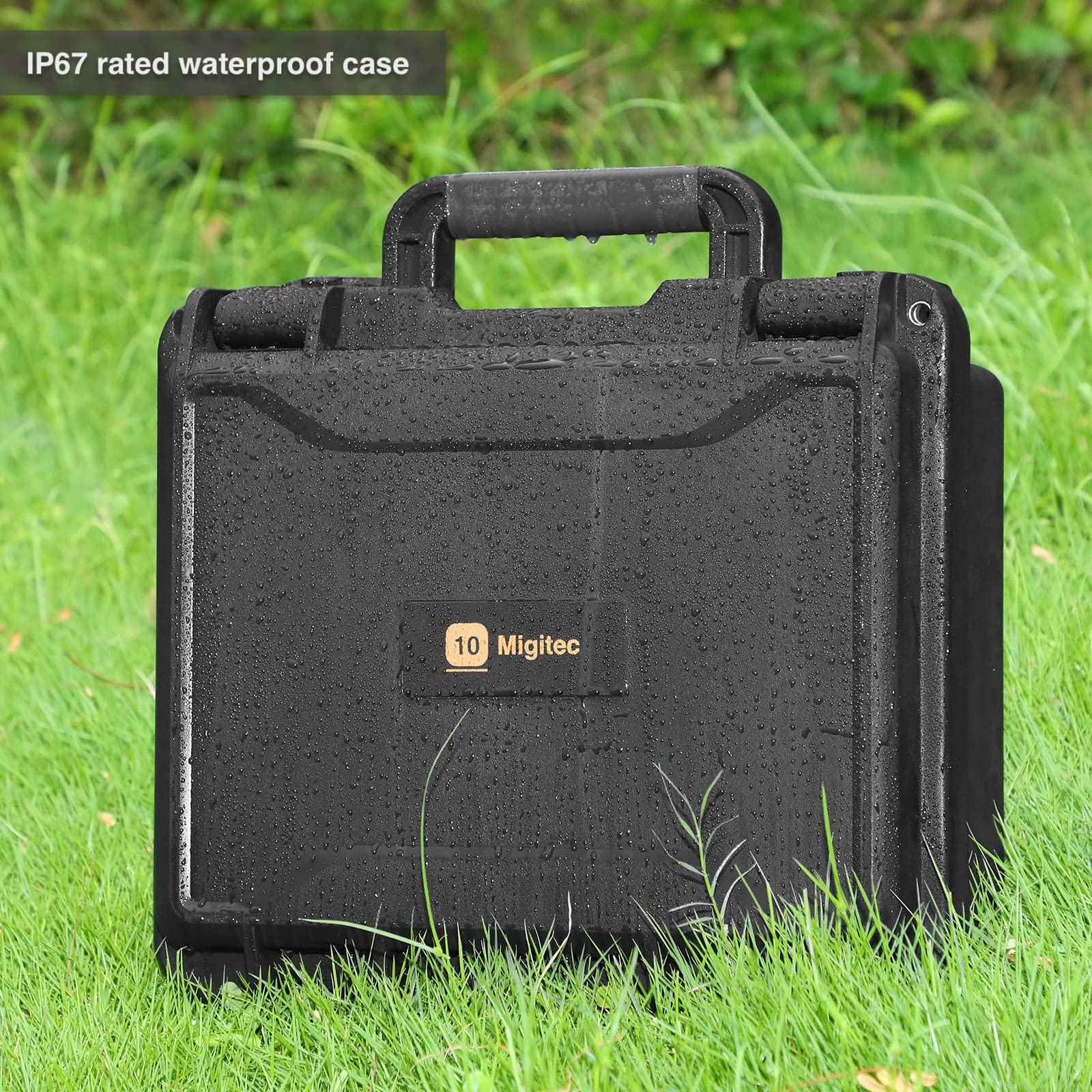 Migitec portable travel case with durable handle for on-the-go collectors.