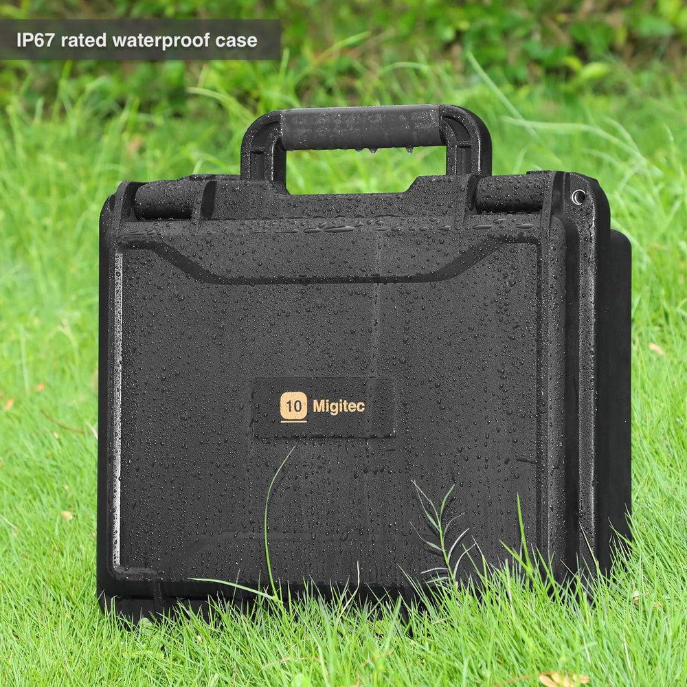 Migitec portable travel case with durable handle for on-the-go collectors.