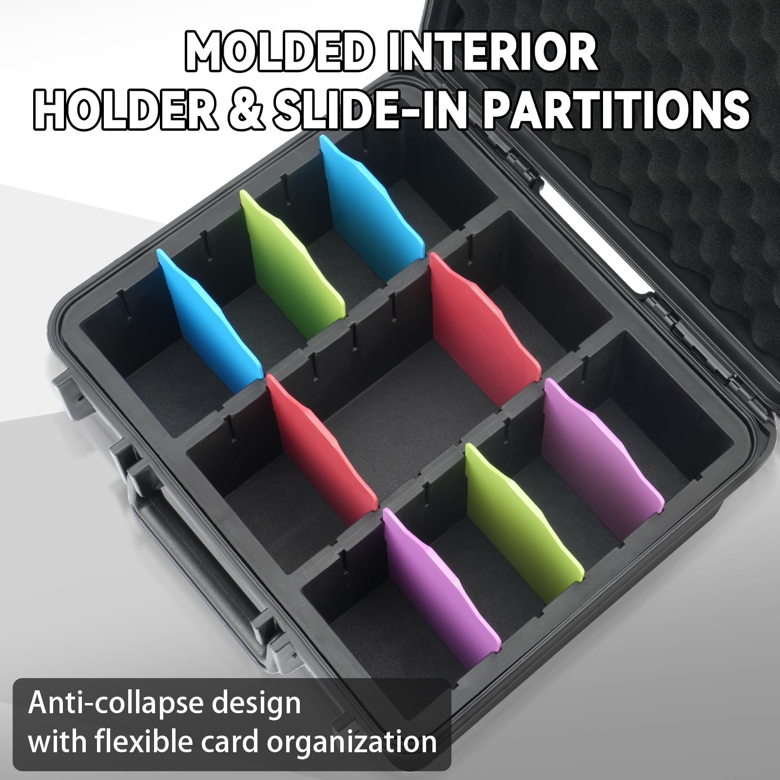 Migitec Toploader Storage Box rails and removable dividers enable flexible organization.