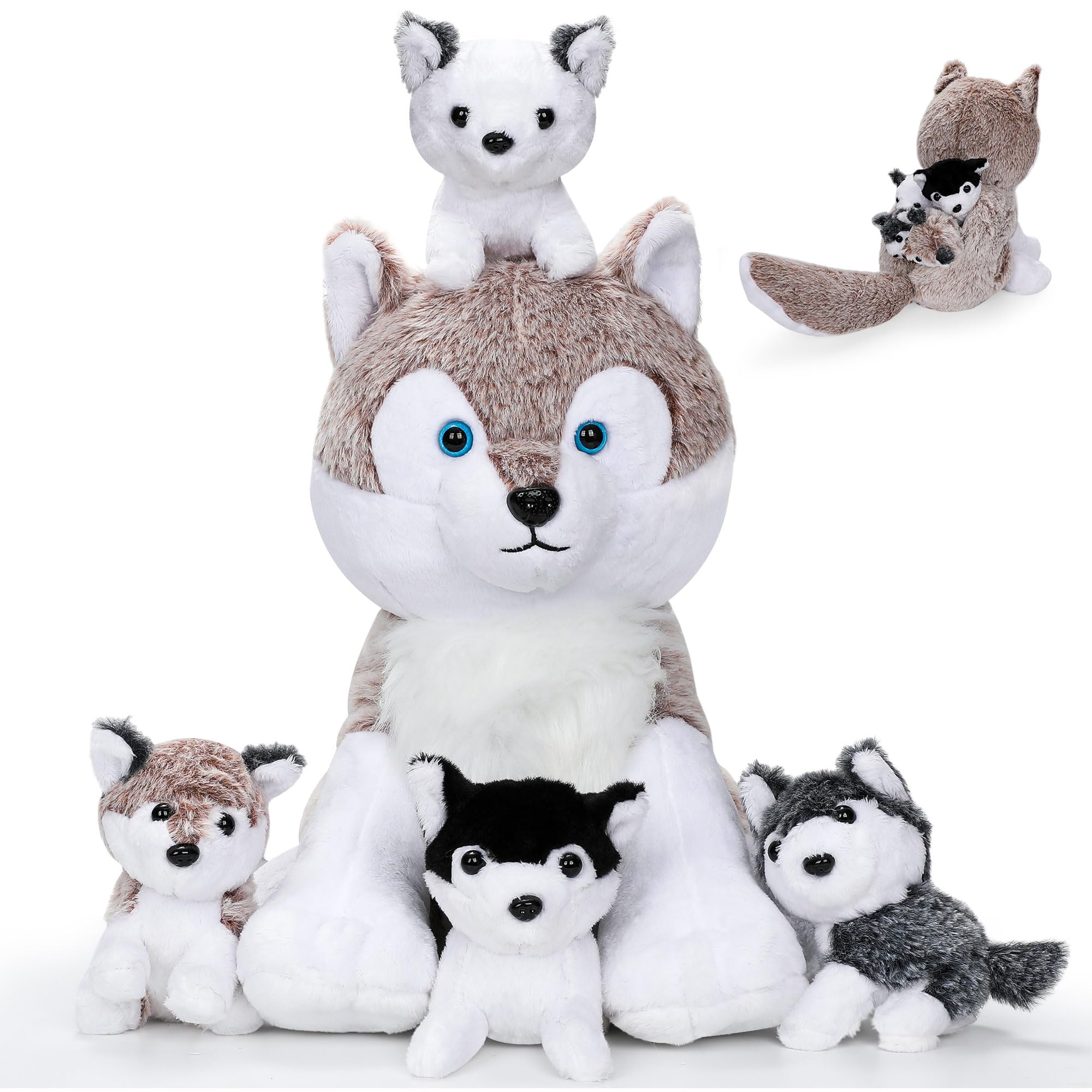 Miguelina Wolf Mom plush, 13.4 inches, soft and comforting for kids' rooms