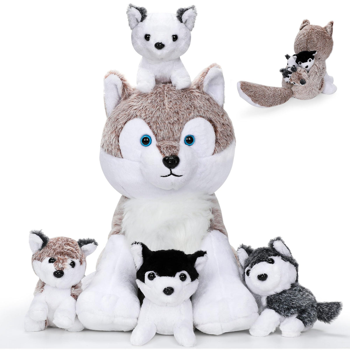 Miguelina Wolf Mom plush, 13.4 inches, soft and comforting for kids' rooms