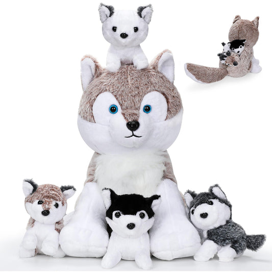 Miguelina Wolf Mom plush, 13.4 inches, soft and comforting for kids' rooms