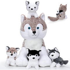 Miguelina Wolf Mom plush, 13.4 inches, soft and comforting for kids' rooms