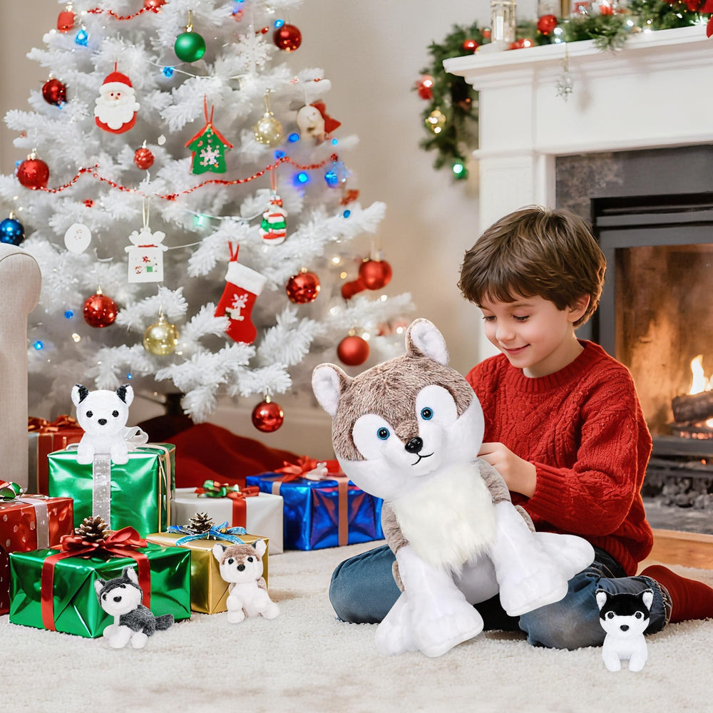 Miguelina Wolf Pup display in cozy living room setup