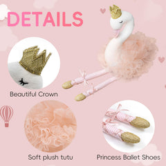 Mikee Fluffie bedtime companion swan plush on a cozy bed.