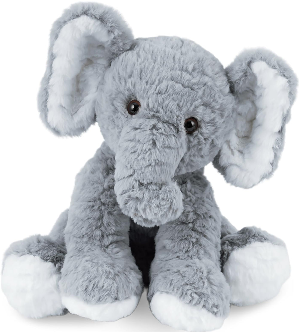 Mikee Fluffie 12-inch plush elephant for cozy bedtime hugs.