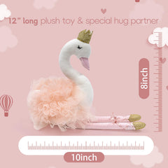 Mikee Fluffie 12in swan with gold toes perfect for tiny hands.