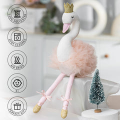 Mikee Fluffie swan plush tutu and crown detail sparkles on shelves.