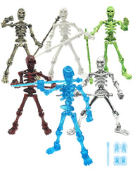 MIKILOWUHA T13 six-pack skeleton figures in dynamic poses for DIY storytelling.
