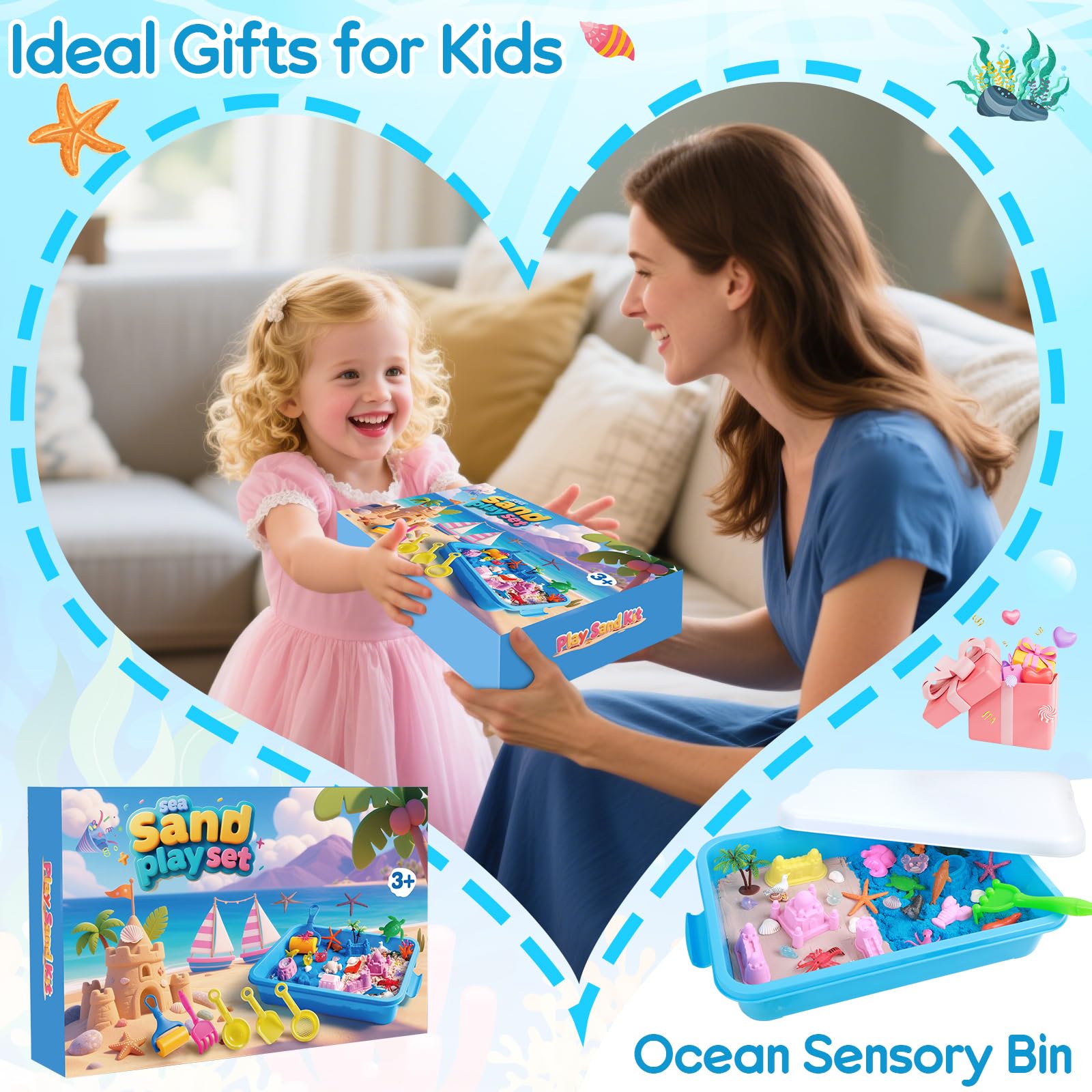 Non-toxic soft sand for gentle sensory play.