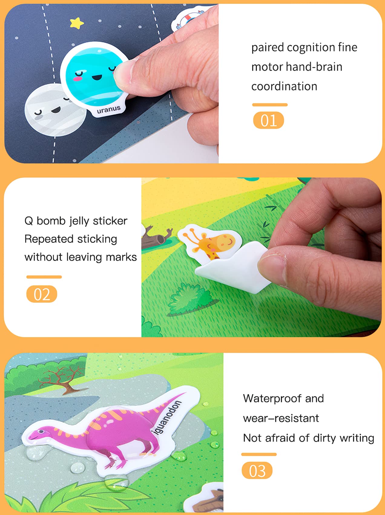 MIKNEKE jelly sticker book space theme enhances creative thinking and sequencing