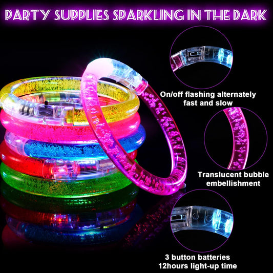 Mikulala blue glow bracelet glowing at a night event, ideal for concerts.