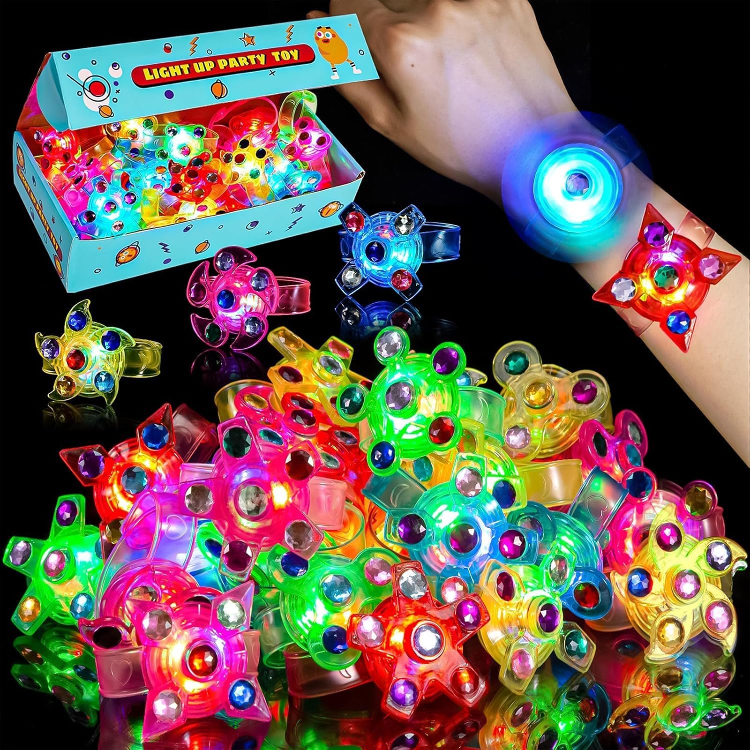 Mikulala LED light-up bracelet assembly, ideal as party favors with vibrant glow.