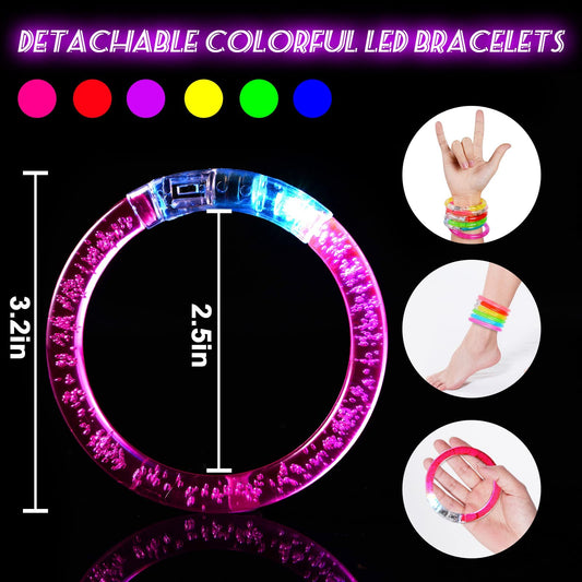 Mikulala party scene bracelet worn on wrist for bright, hands-free illumination at gatherings.