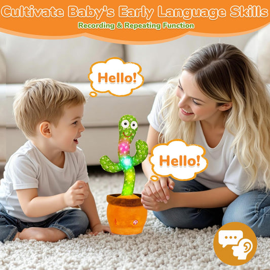 MILEGI talking cactus toy records and repeats voices to encourage early language practice.