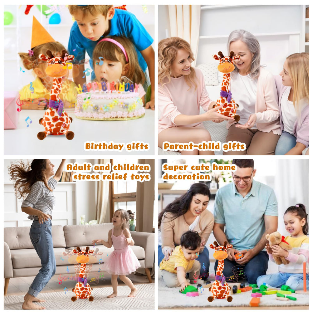 MILEGI giraffe plush with soft fabric and bright colors for sensory exploration