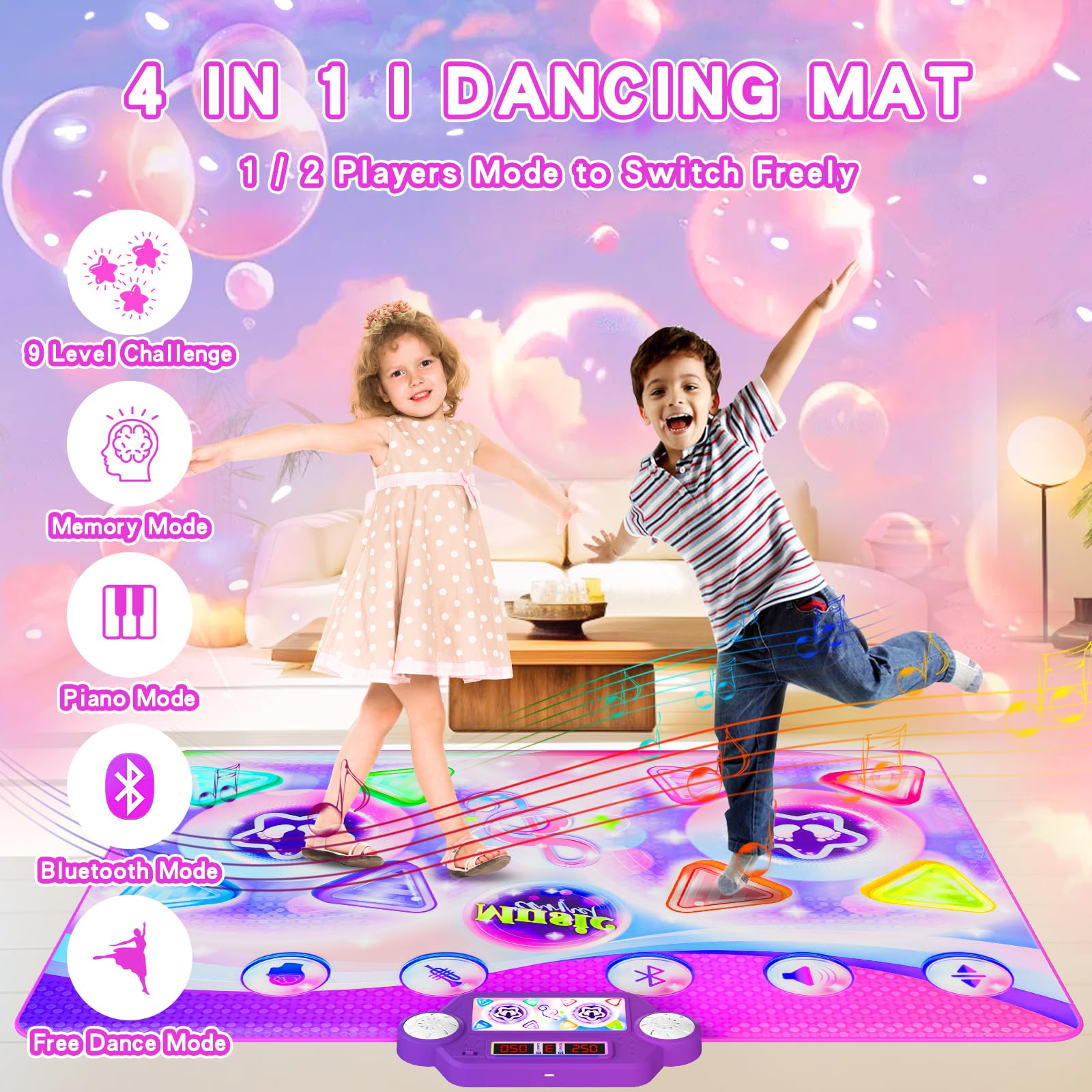 Single-player mode on Mileonaim dance mat with two-button controls for practice.