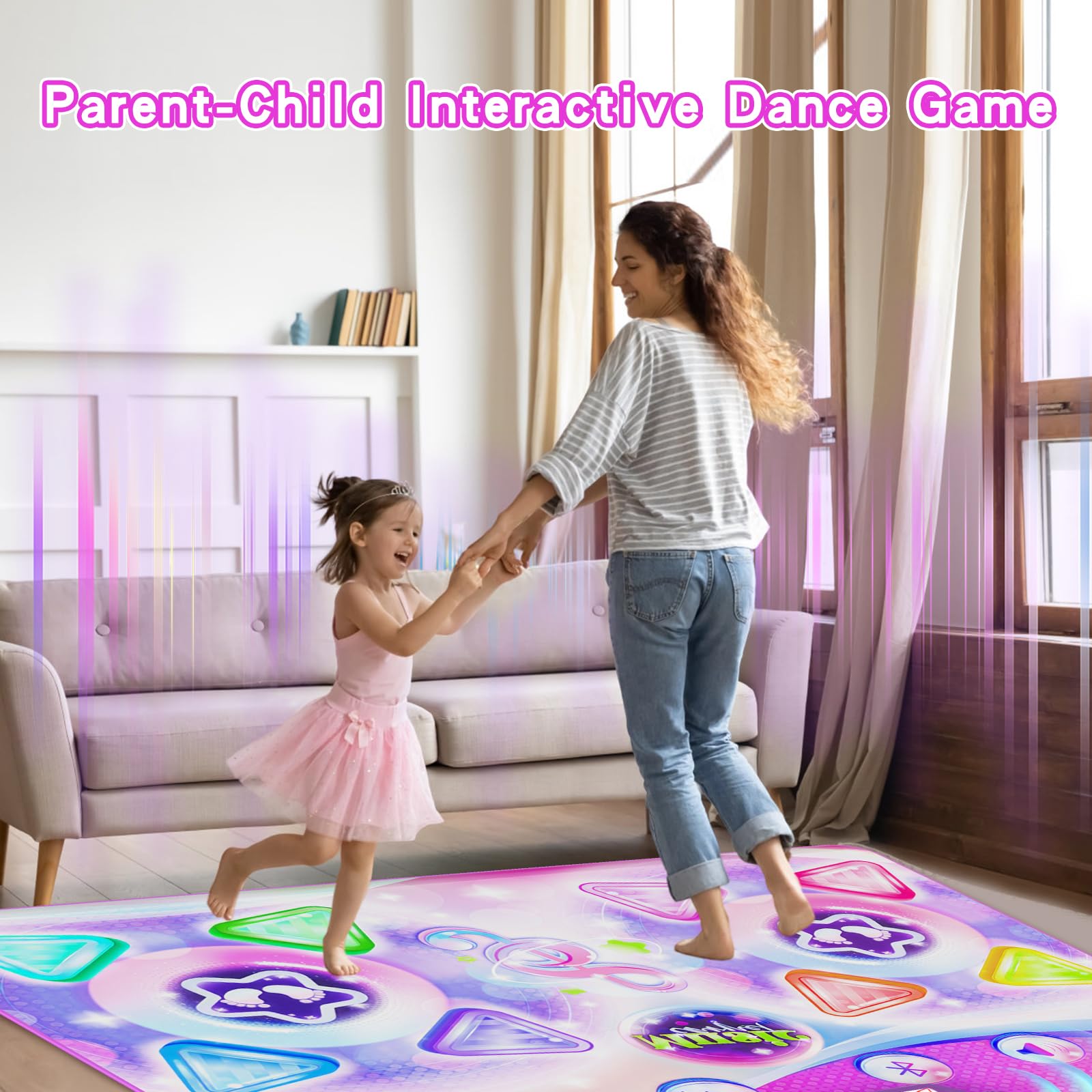 Soft padded surface of Mileonaim dance mat cushions energetic dancing moments.