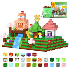 Milerong 192-pcs magnetic blocks form a forest scene for imaginative play.