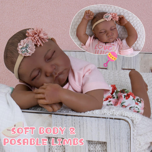 Milidool 18-inch doll in arms showing cuddly weight and realism