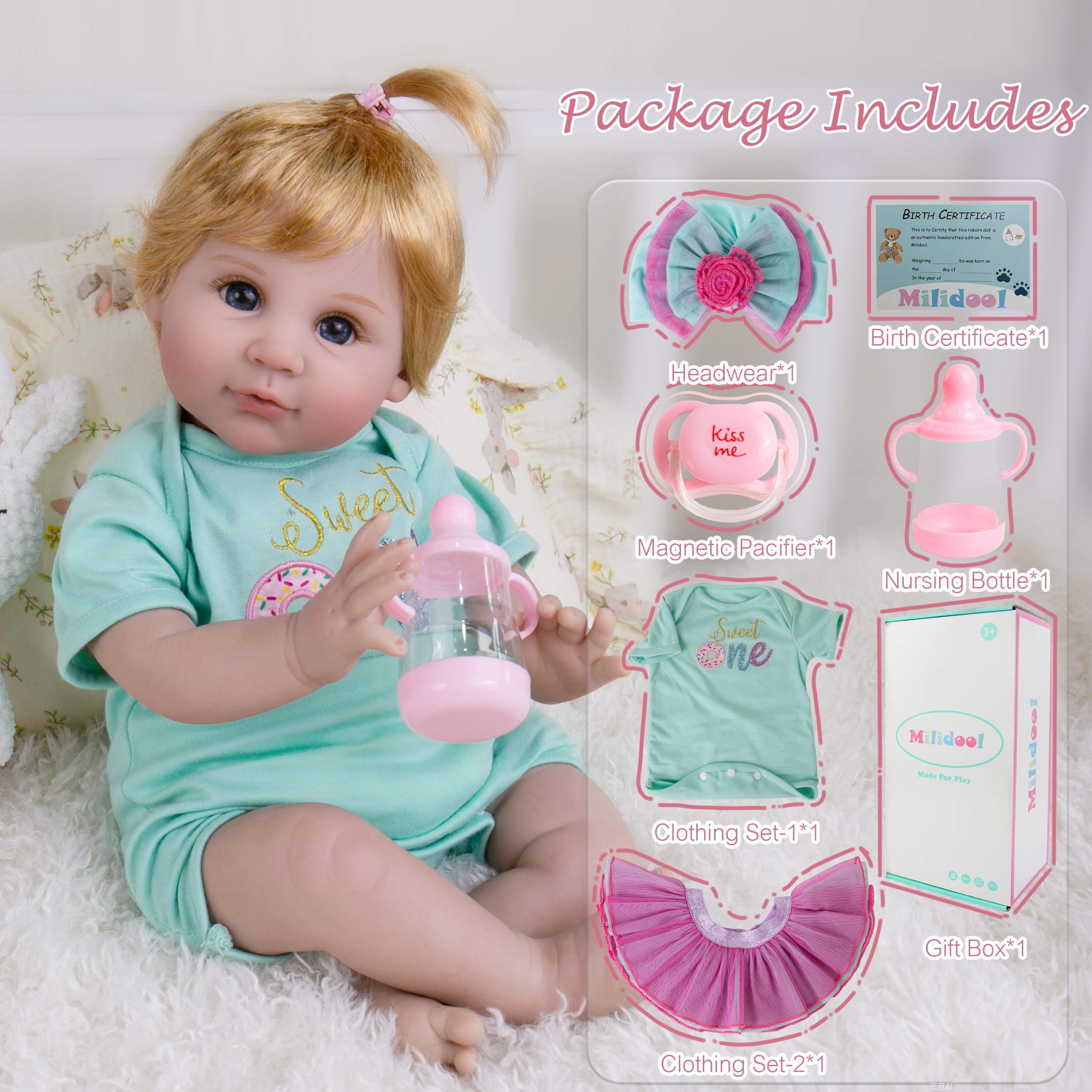 Milidool cap with flower bow completes the look