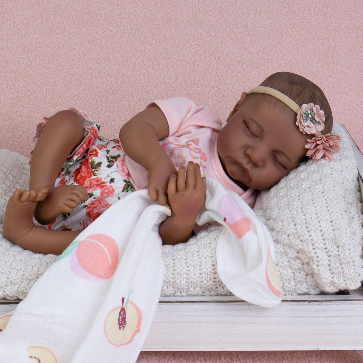 Milidool lifelike black reborn doll face closeup for realistic pretend play