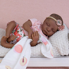 Milidool lifelike black reborn doll face closeup for realistic pretend play