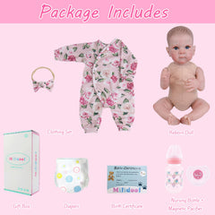 Milidool Realistic Reborn Baby Doll in dress-up poseable mode for daily pretend play