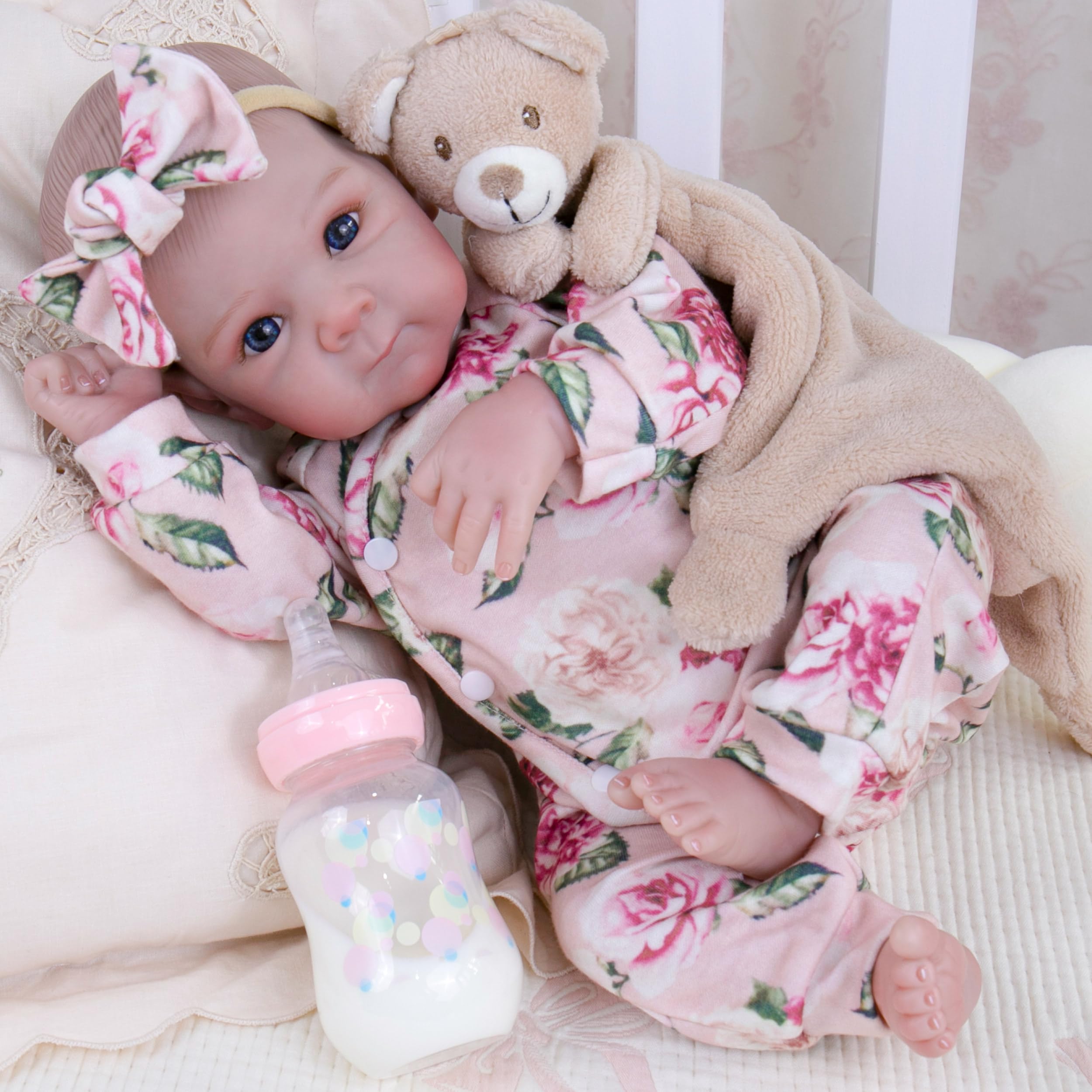 Milidool Realistic Reborn Baby Doll with soft-weighted body for snug hugs