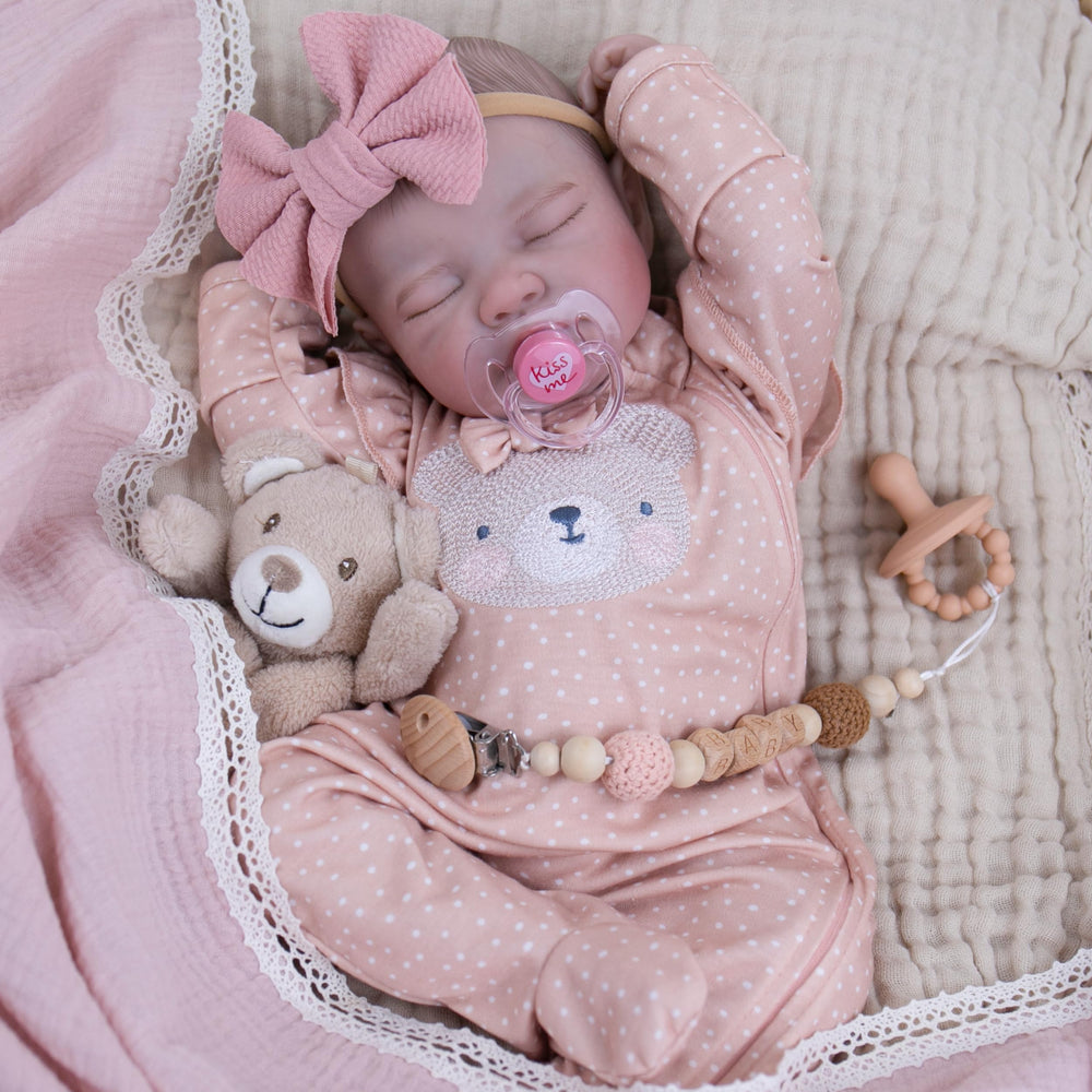 Milidool reborn baby doll face close-up with hand-painted features for lifelike charm