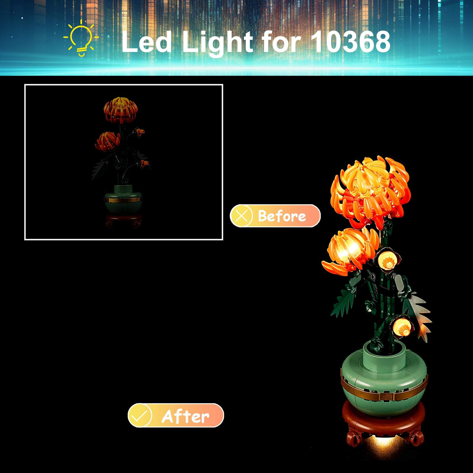 Mililier LED kit shows hidden cables for a clean Lego build glow