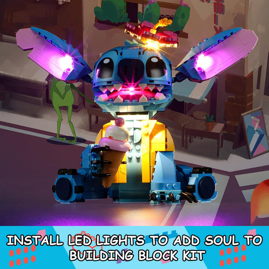 Mililier LED light kit for Lego Stitch set QR guide enables easy installation.