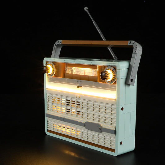 Mililier LED kit for Lego 10334 Retro Radio, front-lit for vibrant display.