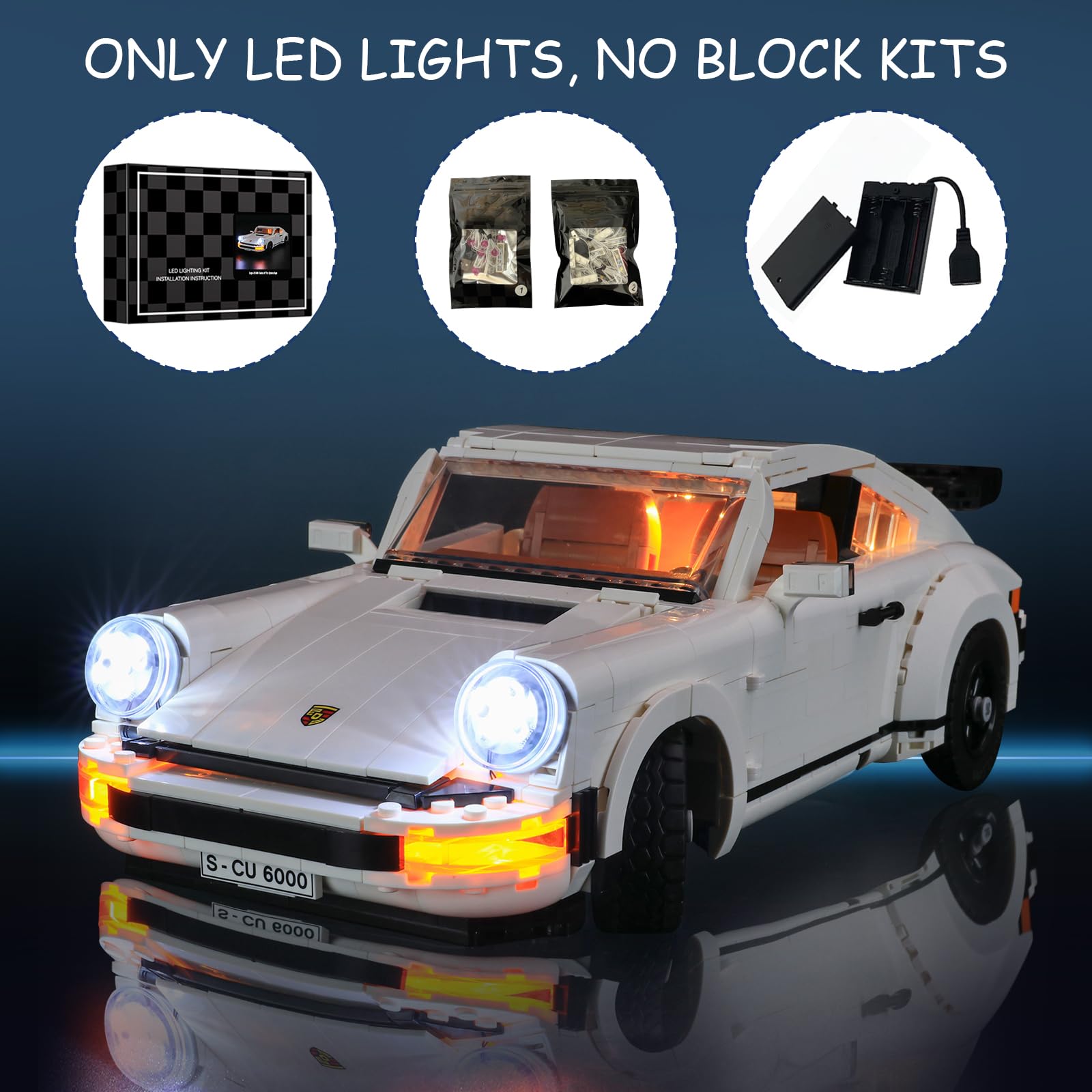 Mililier Porsche 911 LED kit packaging with clear instructions