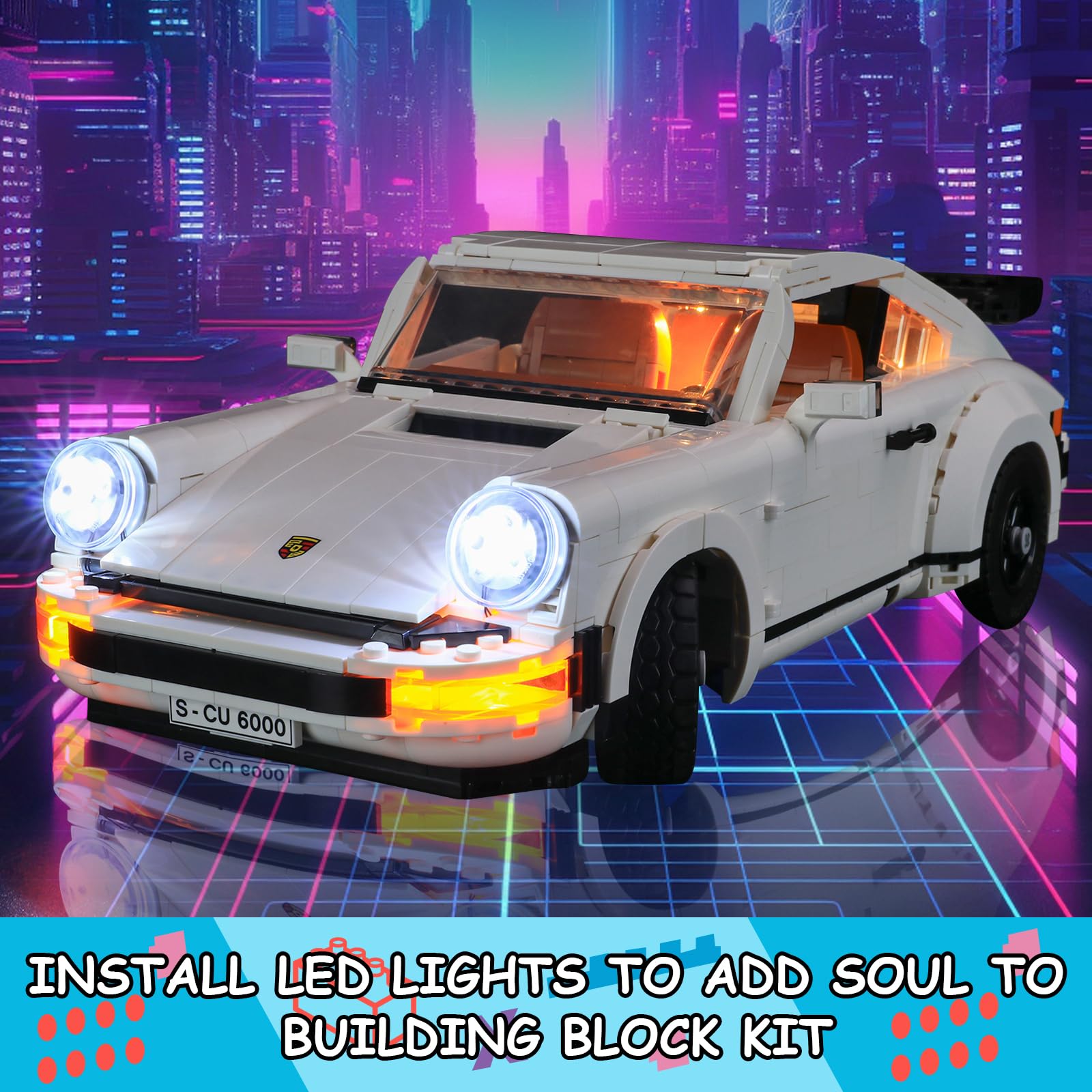 Mililier Porsche 911 LED kit side view showing subtle under-brick lighting