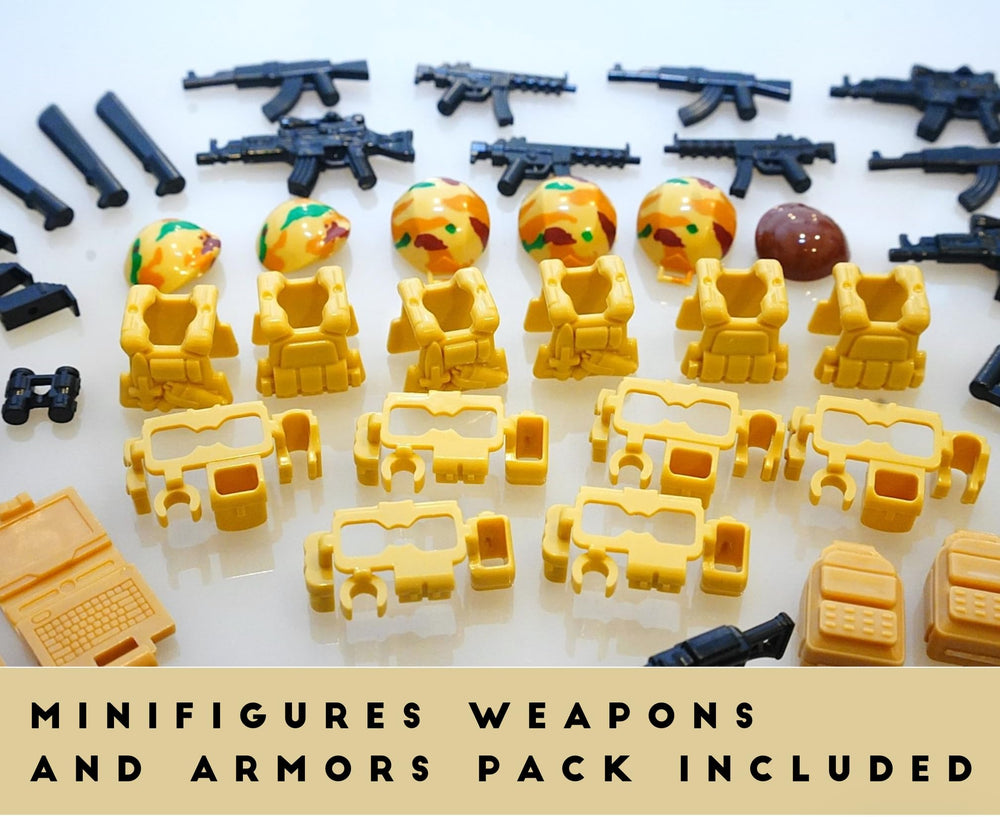 Military Base Army Building Blocks Set weapons pack for six soldiers minifigures