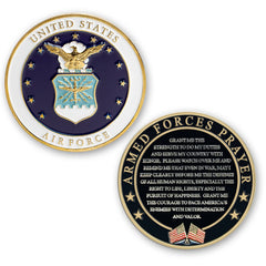 Military Gift Shop Air Force Prayer Coin front emblem for daily pride and display.