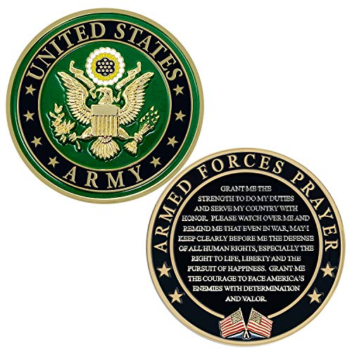 Military Gift Shop Army Prayer Coin front emblem keepsake for soldiers and supporters