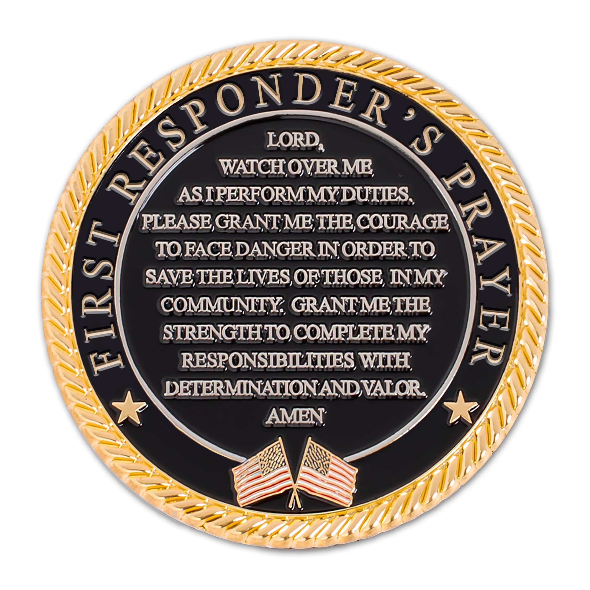 Military Gift Shop EMS-EMT Prayer Coin desk display conveys appreciation and inspiration.