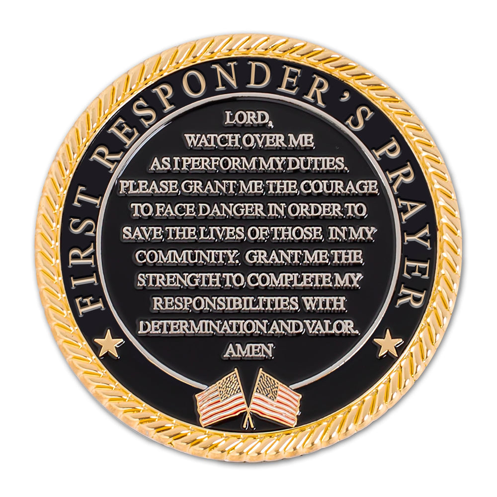 Military Gift Shop EMS-EMT Prayer Coin desk display conveys appreciation and inspiration.