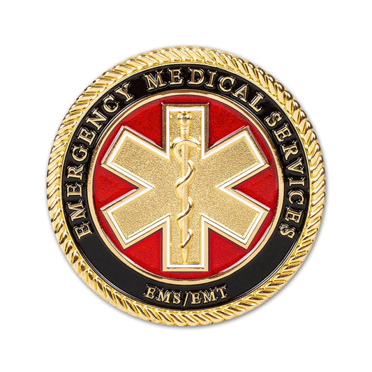 Military Gift Shop EMS-EMT Prayer Coin side engraving highlighting durable keepsake.