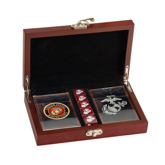 Military Gift Shop Marine Corps gift set poker cards for game nights.