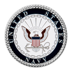 Military Gift Shop Navy crest display stand for an elegant, ready-to-show coin presentation.