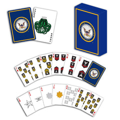 Military Gift Shop Navy playing cards with back logo for stylish game nights