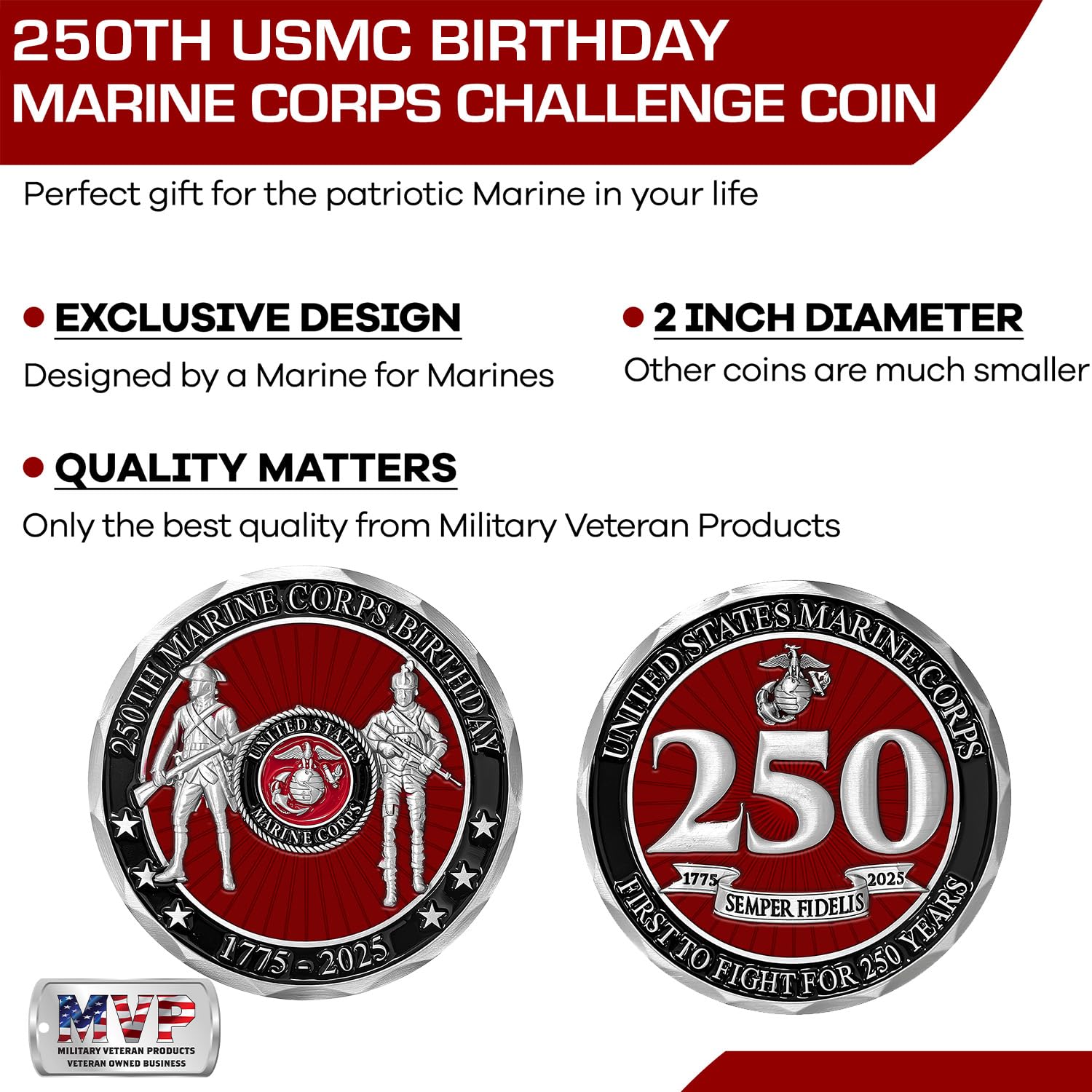 Military Gift Shop USMC 250th presented in premium case for gifting.