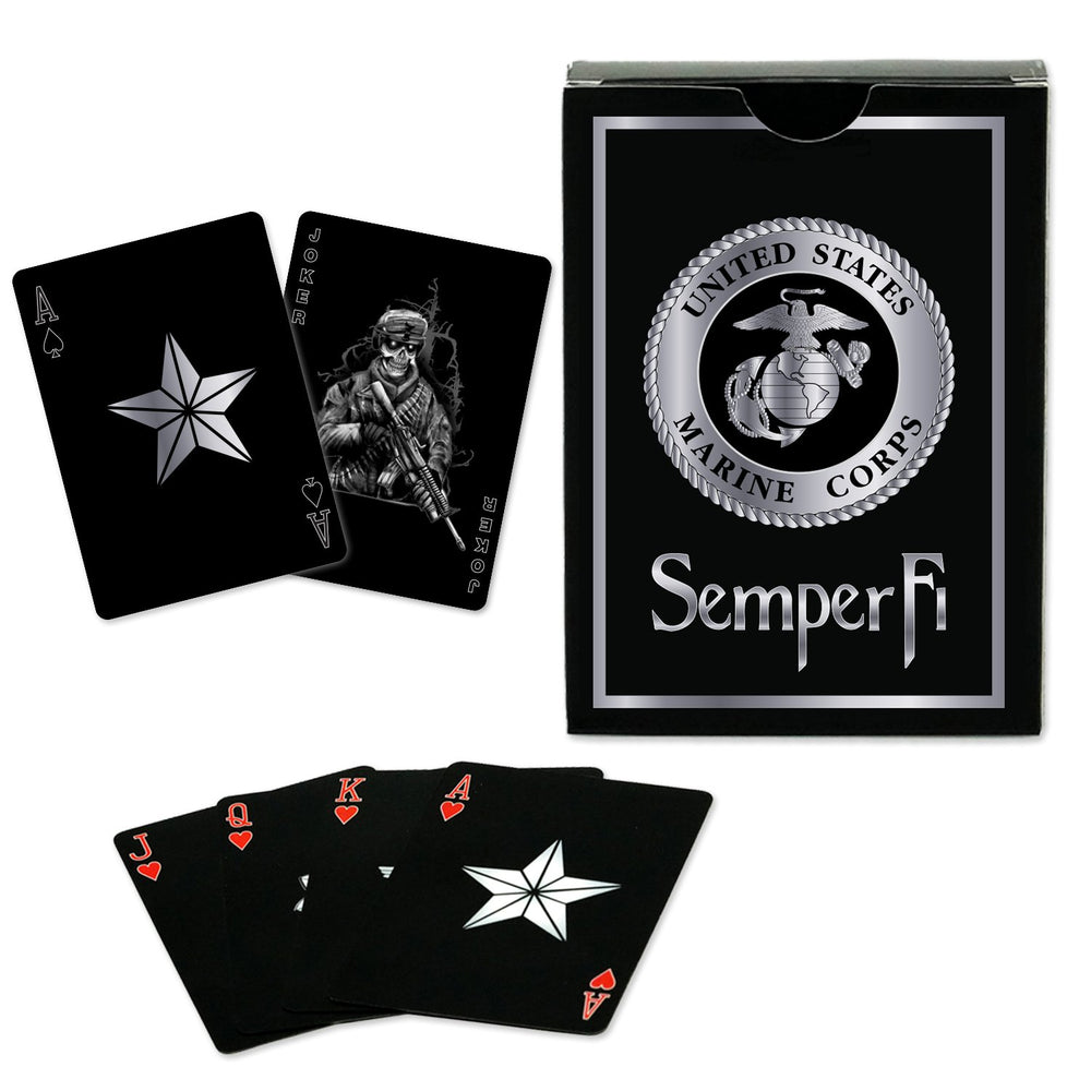 Military Gift Shop USMC playing cards back-foil detail enhances presentation and durability