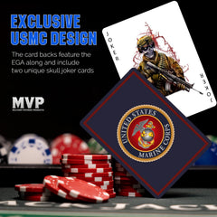 Thoughtful USMC heritage design on playing cards for collectors and fans.